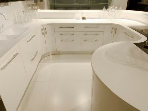 white Hi-macs kitchen worktop
