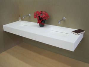 white Corian basin