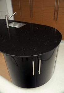 black sparkle quartz kitchen worktops