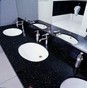 black sparkles quartz vanity top